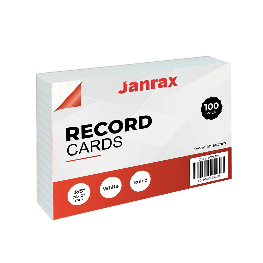 Pack of 1200 White Ruled 5x3" Record Cards – Lined Study Index Cards for Notes, Revision