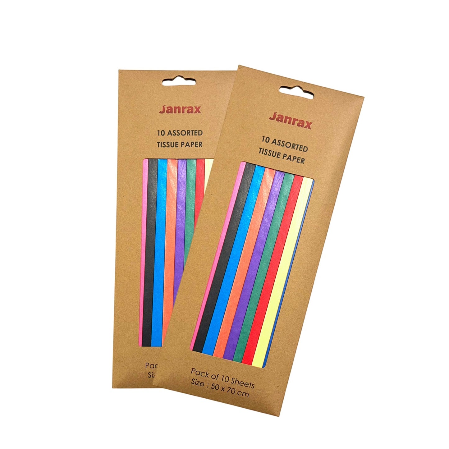 Pack of 10 Assorted Coloured Acid Free 50 x 70cm Tissue Paper Sheets