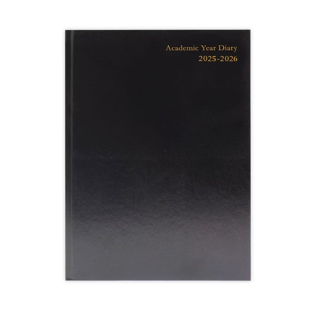 2025-2026 A5 Day Per Page Black Academic Diary