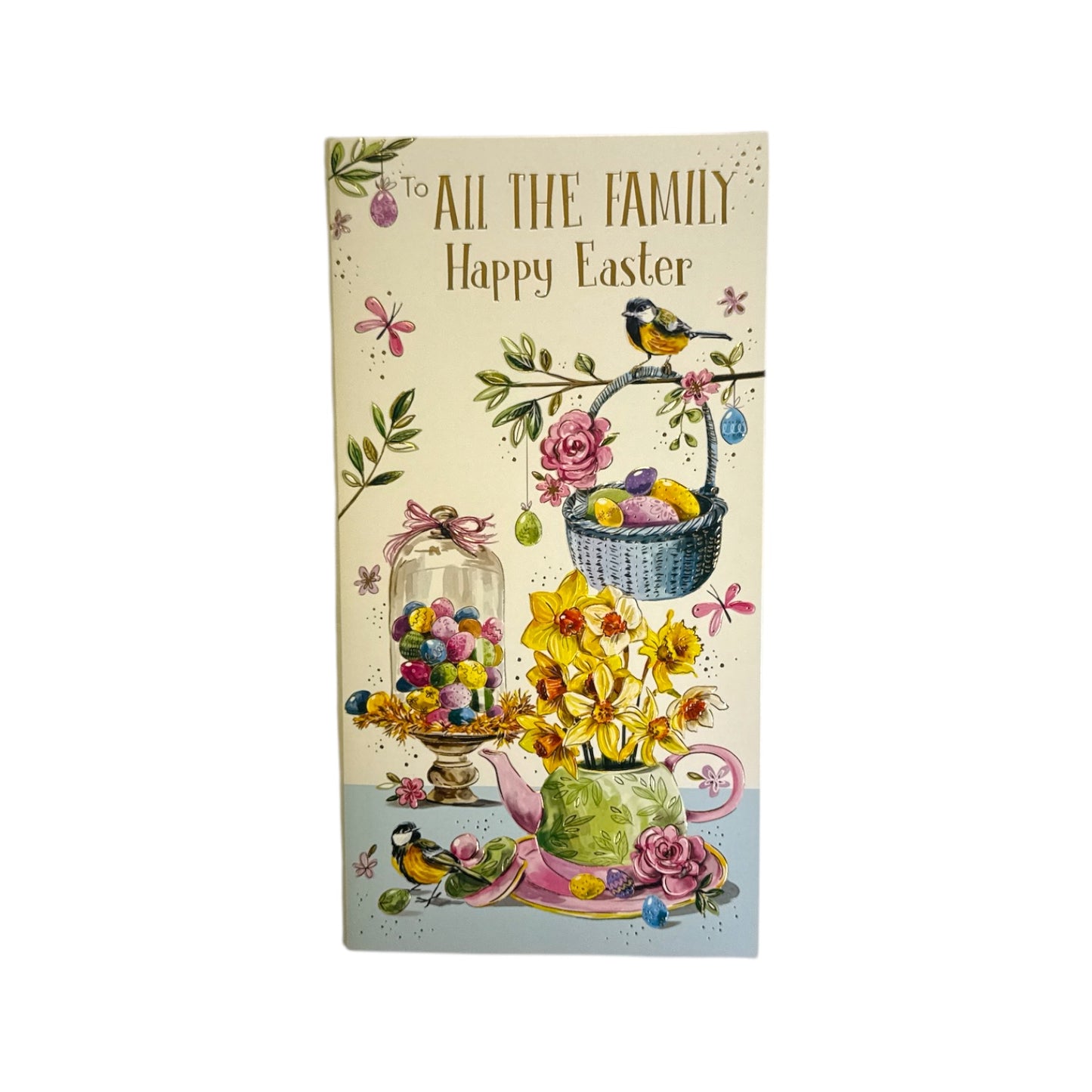 To All The Family Chicks And Eggs Floral Easter Card