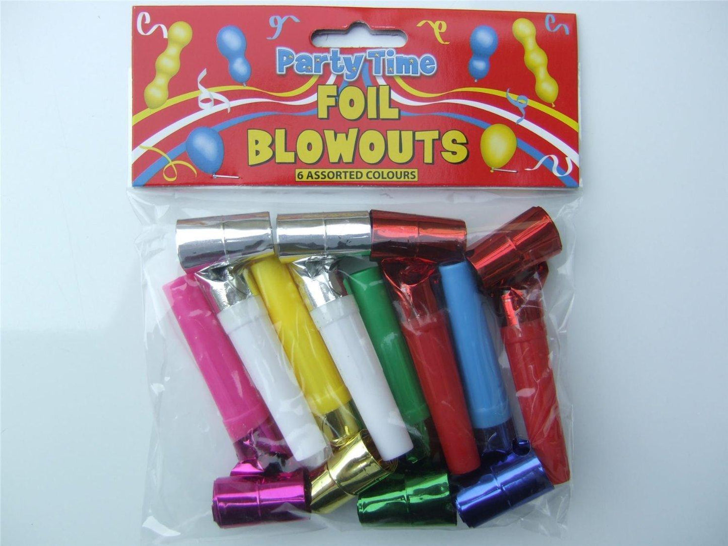 Pack of 8 Party time Foil Blowout 4cm (Assorted colours)