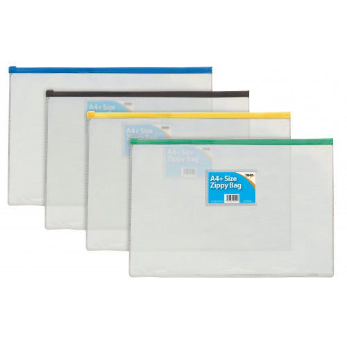 Pack of 12 Foolscap/A4+ Assorted Zippy Bags 