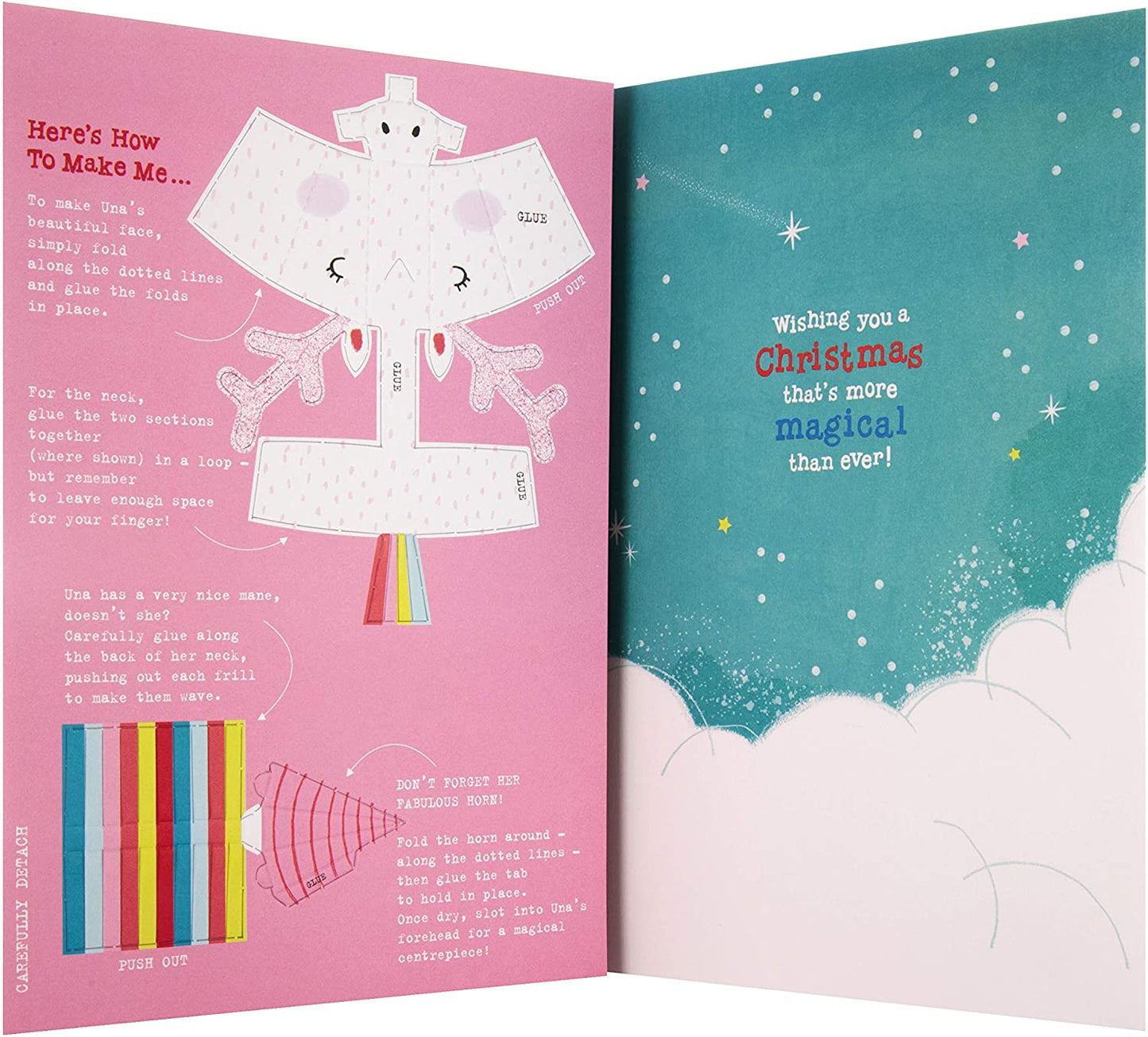 Niece Unicorn Finger Puppet Design Christmas Activity Card