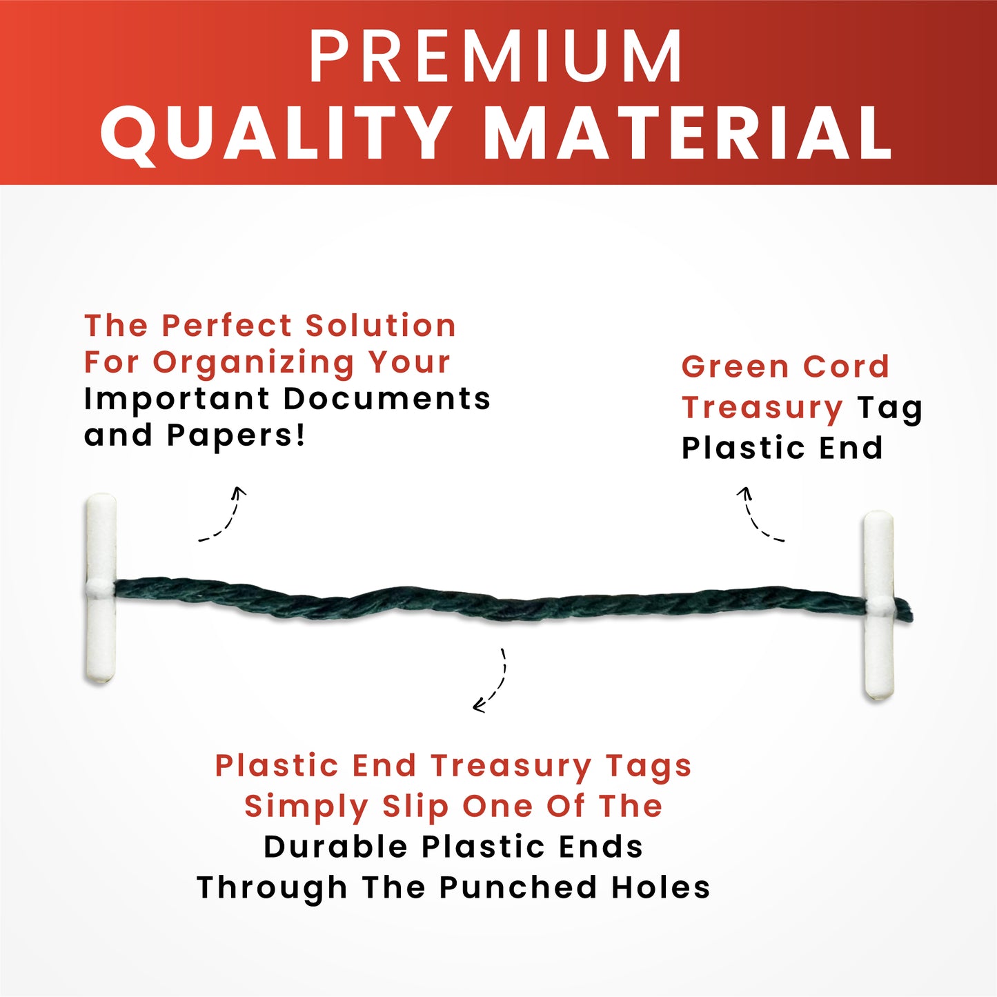 Pack of 100 76mm Plastic End Treasury Tags