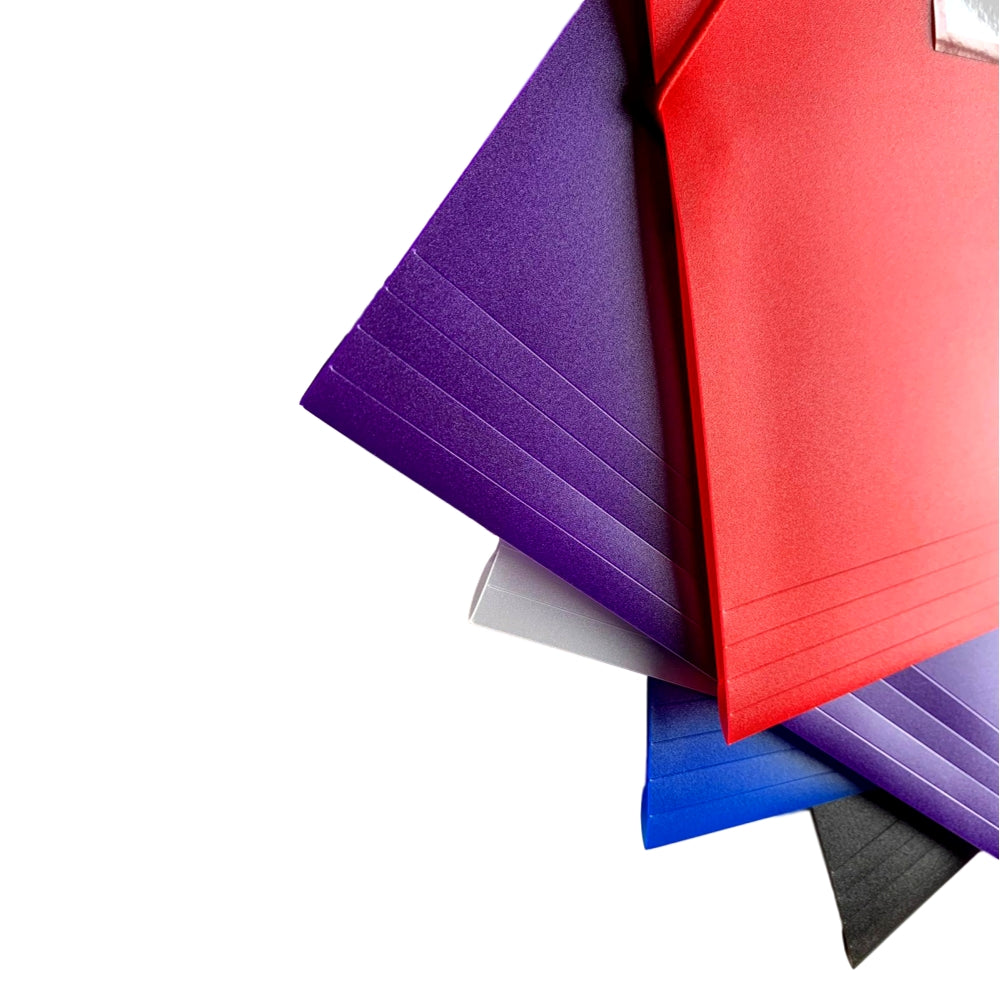 Pack of 12 A4 Clearview Assorted Colour 3 Flap Folders with Elasticated Closure