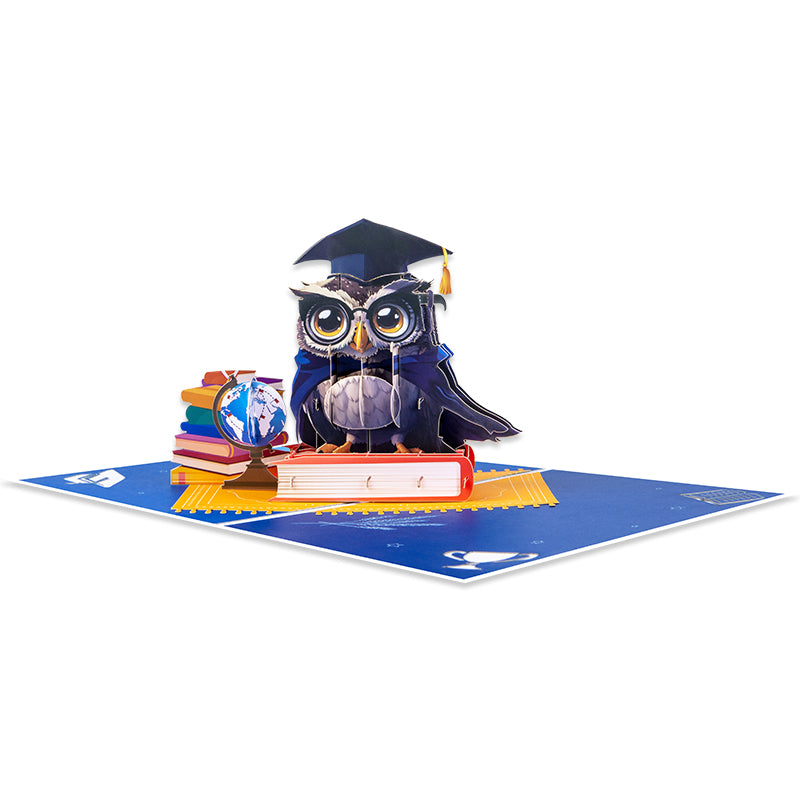 Owl Celebration Scene 3D Pop Up Graduation Congratulations Card