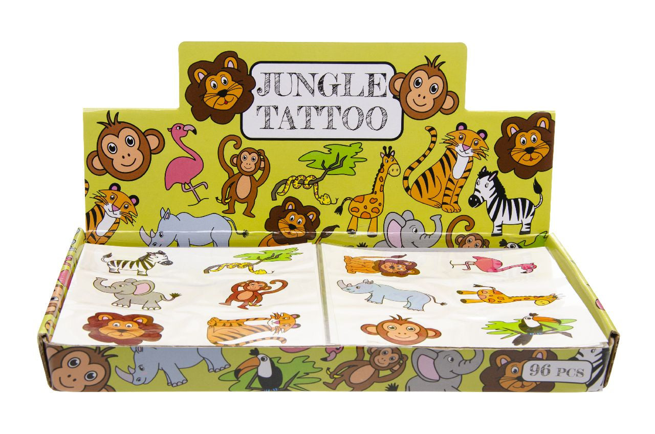96 Pack of 6 Pieces Wild Animals Tattoos