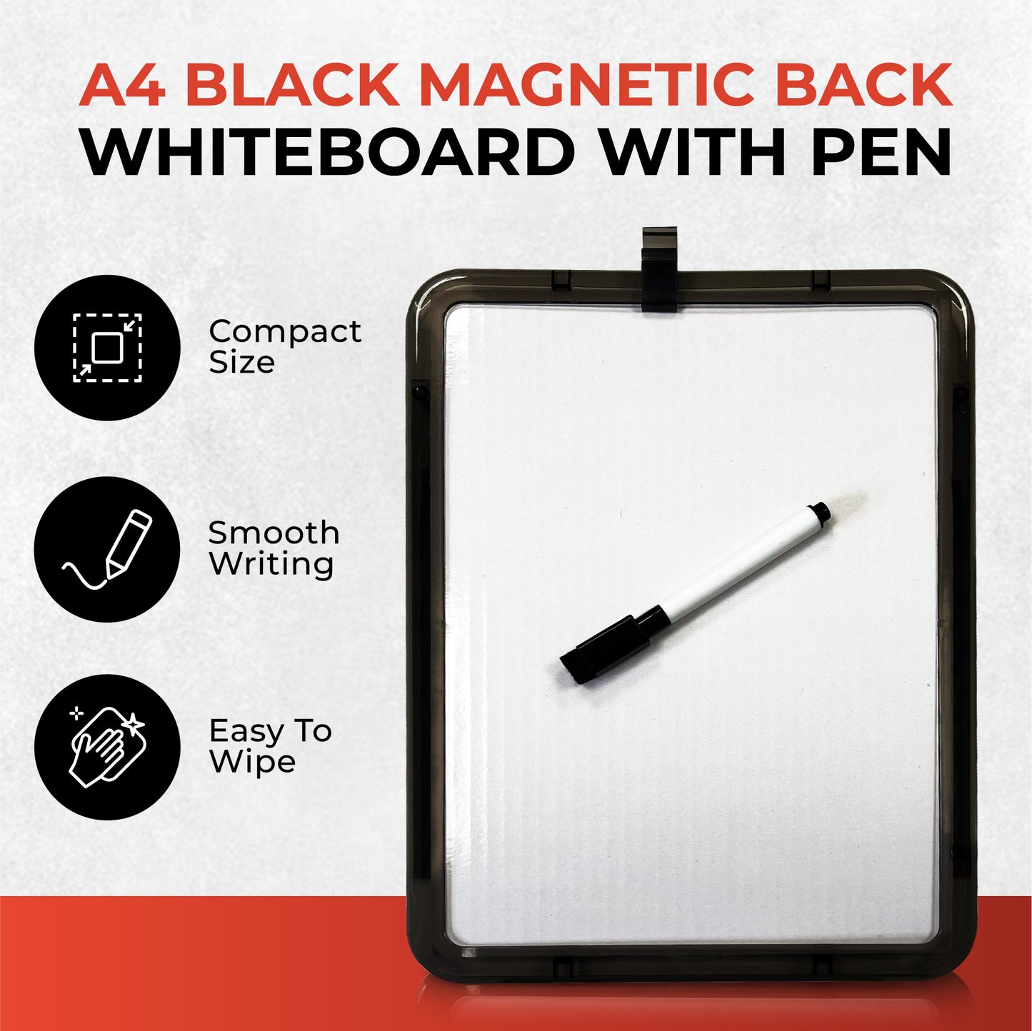 Pack of 24 A4 Magnetic Mounting Black Frame Whiteboards with Dry Wipe Eraser Pen