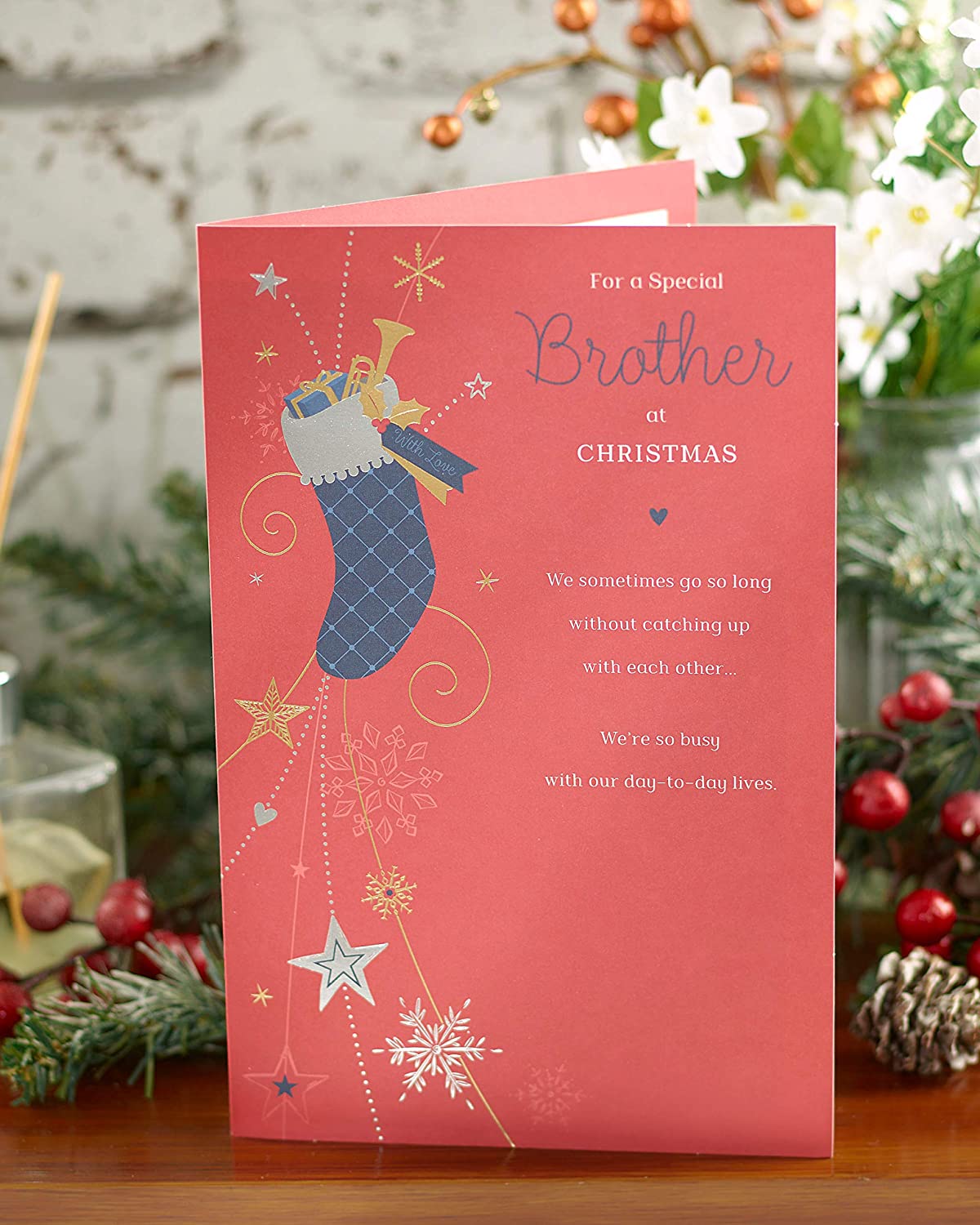 Christmas Card for Brother Featuring Lovely Message Inside
