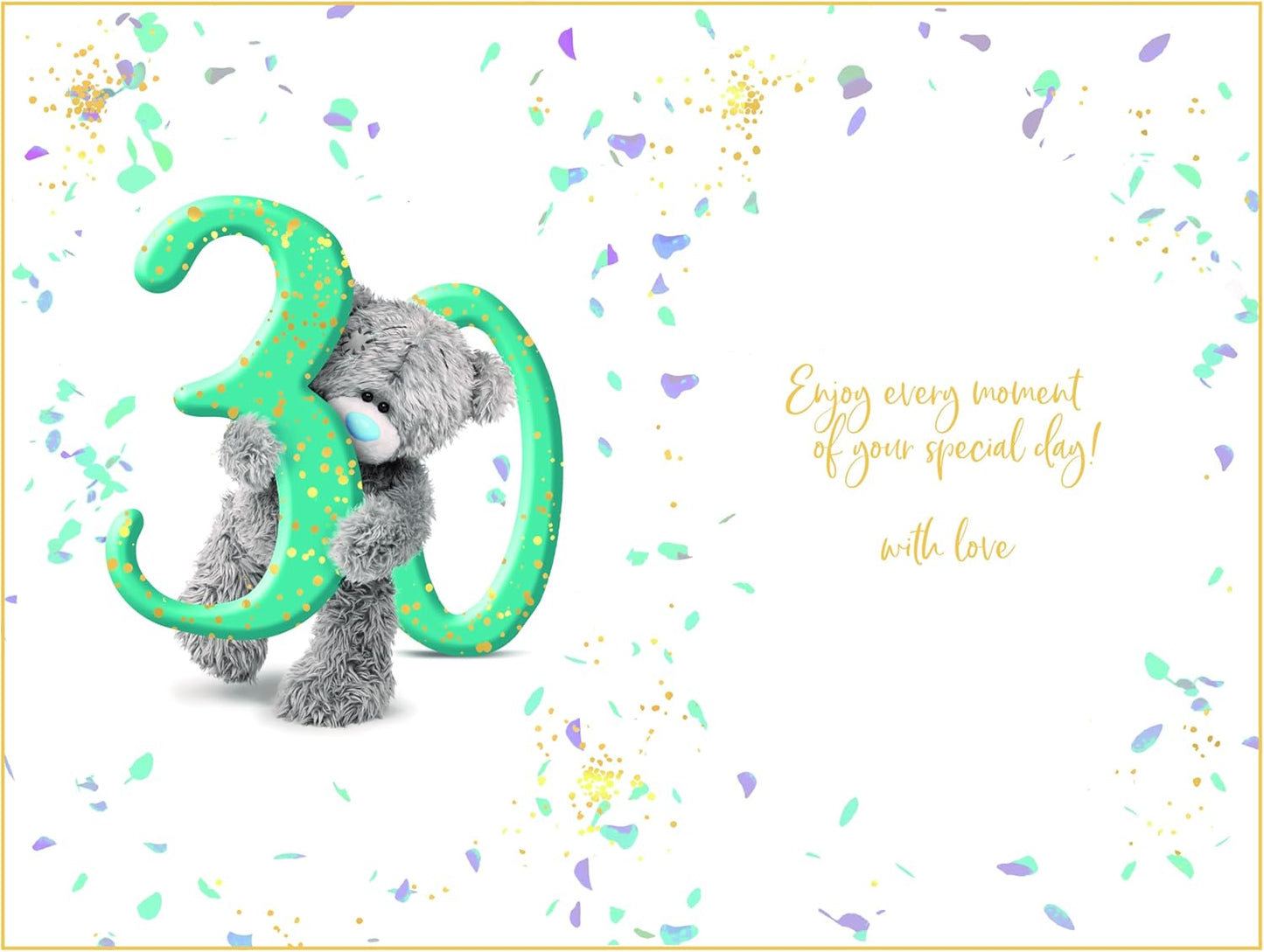 Bear Peeking Through Number 30th Birthday Card