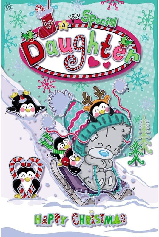 Bear Sledging Daughter Christmas Card