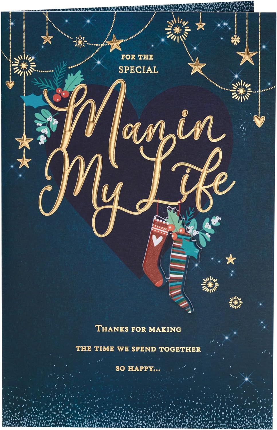 For the Special Man in My Life Christmas Card Gold Lettering Design