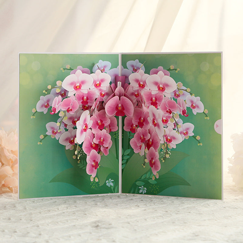 Orchid Elegance Floral 3D Pop Up Greeting Card - Mother's Day Thank You Birthday