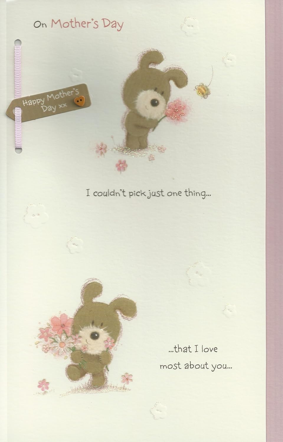 On Mother's Day Adorable Lots Of Woof With Flower Open Handmade Card