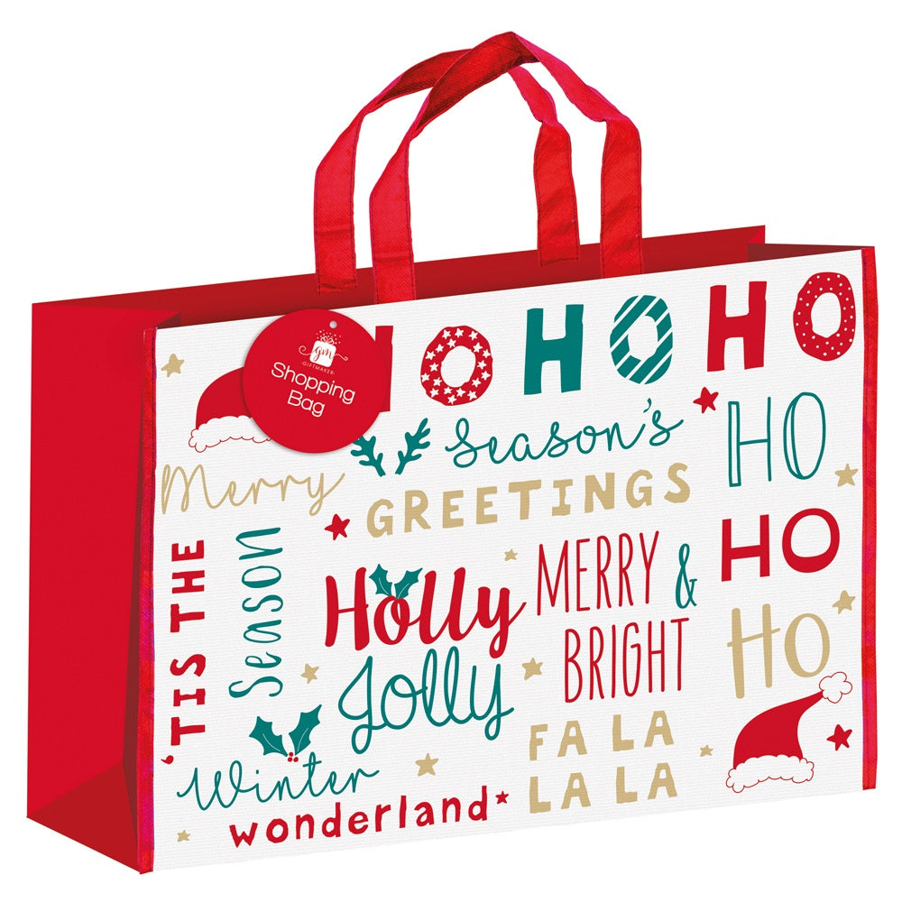 Pack of 6 Landscape Text PP Non Woven Christmas Shopping Gift Bags