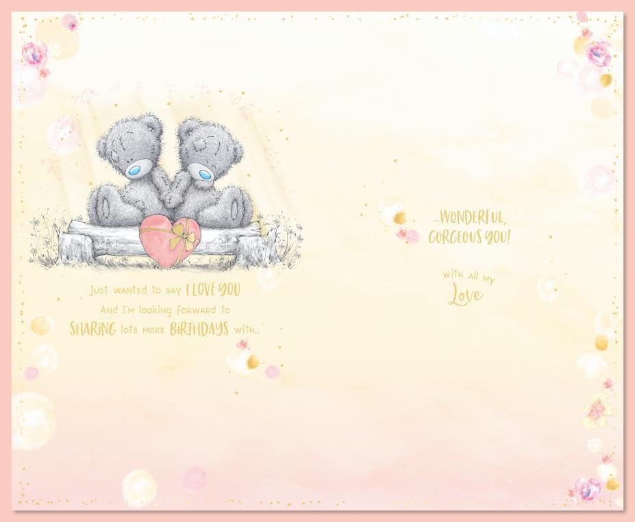 Bears Holding Heart Beautiful Fiancee Birthday Card