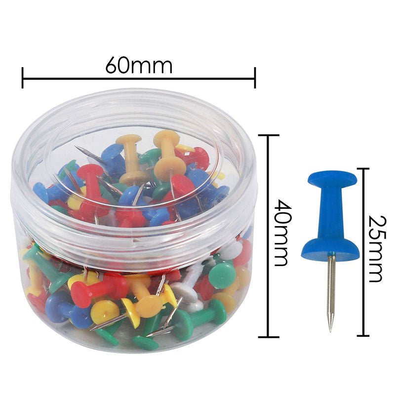 Tub of 60 Assorted Colour Push Pins 25mm