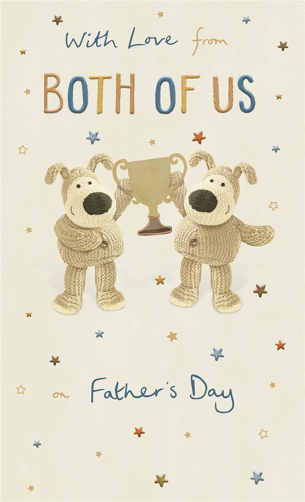 Boofles Holding Trophy From Both Of Us Father's Day Card