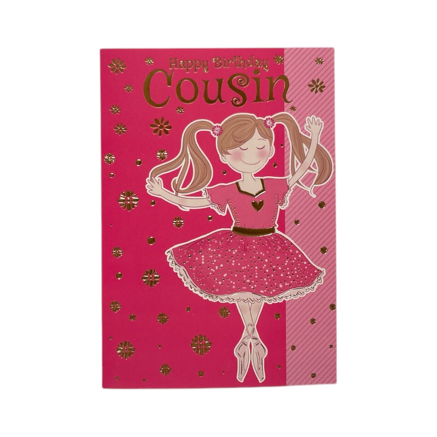 For Cousin Juvenile Girl Dancing Pink Birthday Card