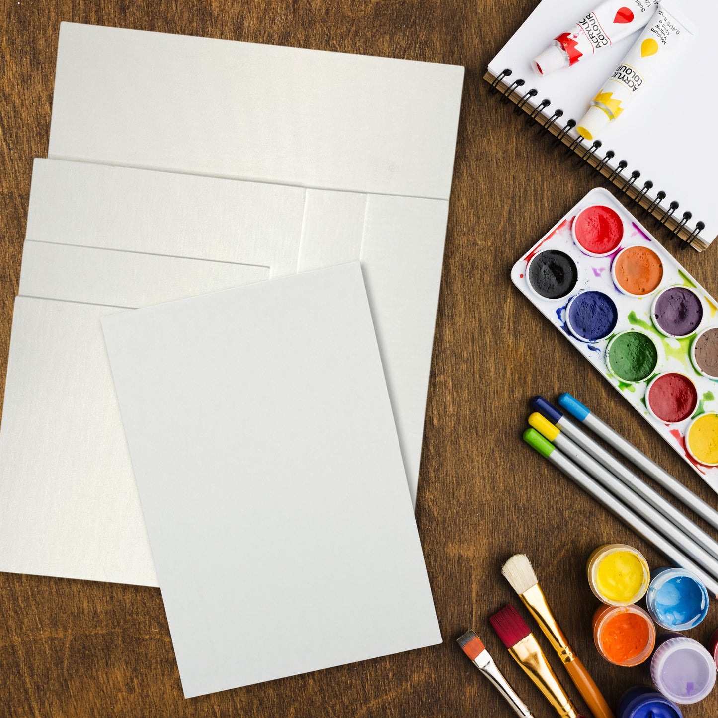 Set of 10 Assorted Sizes Blank White Flat Stretched Board Art Canvas By Janrax