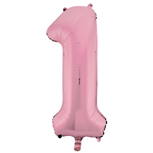 Lovely Pink Number 1 Shaped Foil Balloon 34"