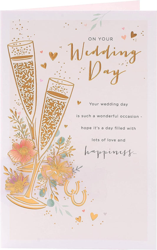 Gold Champagne Design Wedding Congratulations Card