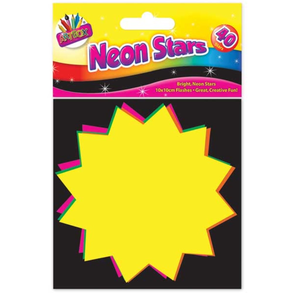 Pack of 40 10x10cm Fluorescent Stars