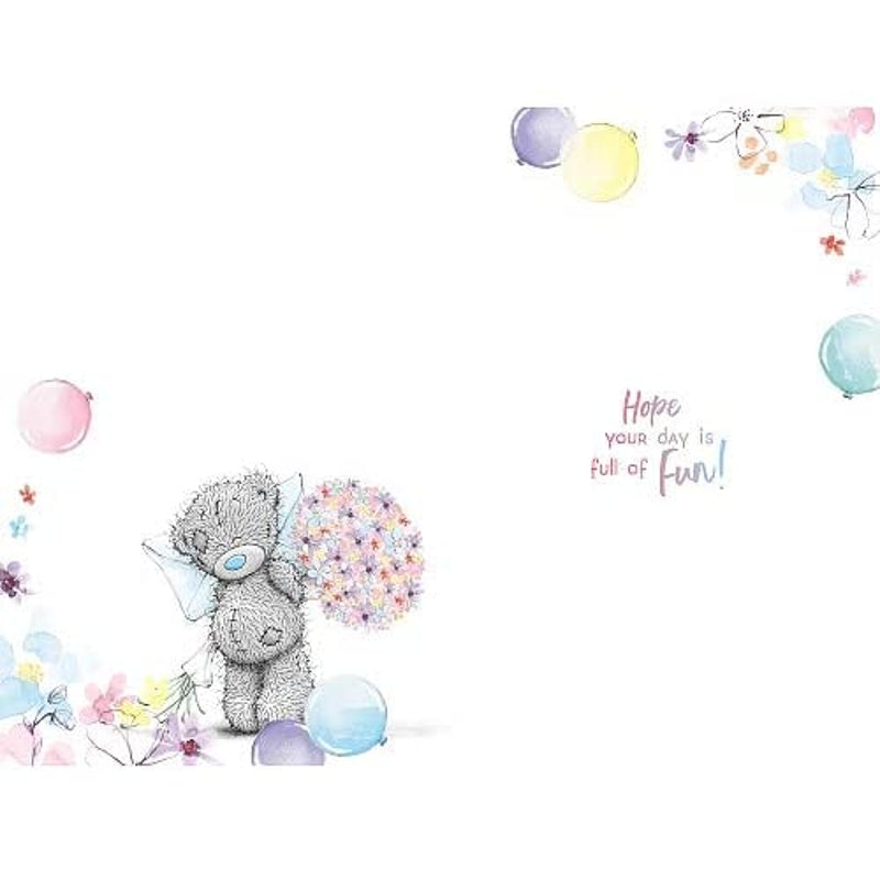 Granddaughter Tatty Teddy Holding Bouquet of Flowers Design 18th Birthday Card
