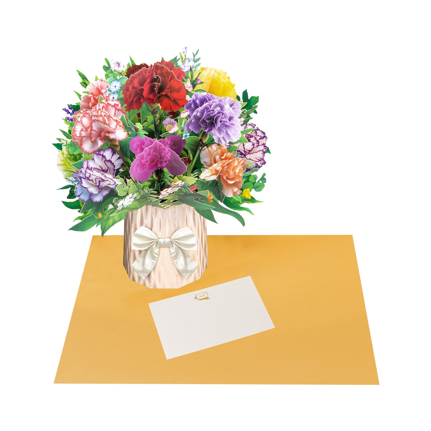 Elegant Carnation Bouquet Gift Design 3D Pop Up Card