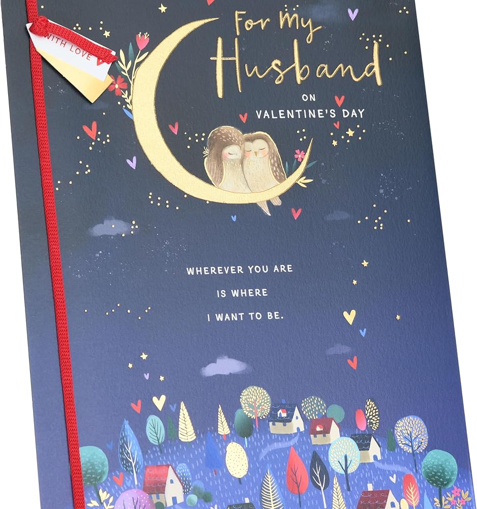 Owls on Moon Design Husband Valentine's Day Card