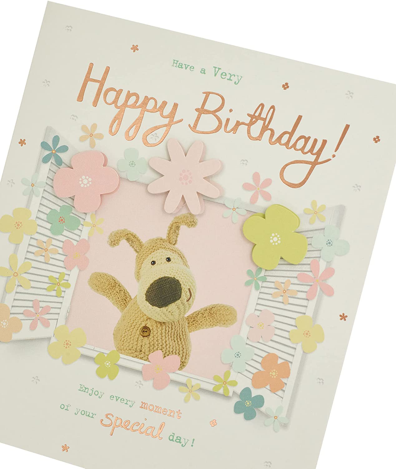 Boofle at Window Birthday Card