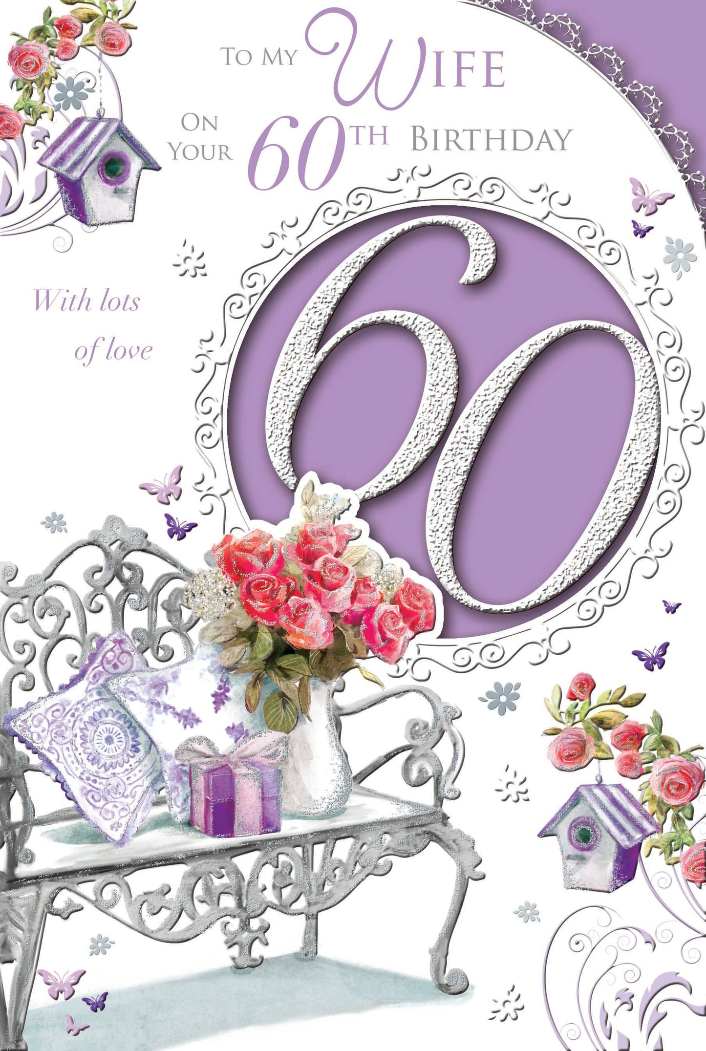 To My Wife On Your 60th With Lots of Love Birthday Celebrity Style Card