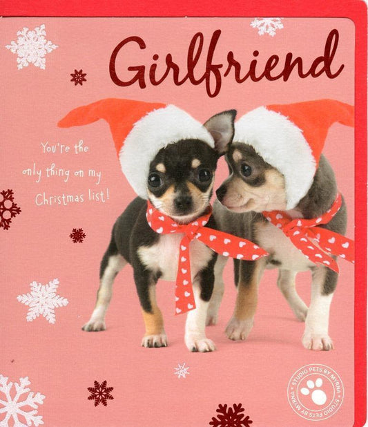 Girlfriend Cute Studio Pets Merry Christmas Greeting Card Xmas Love Gift 