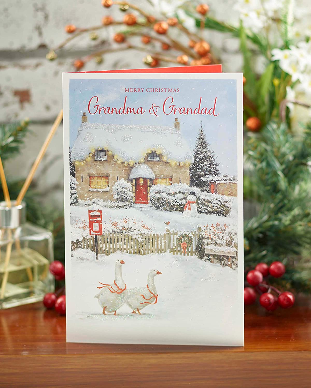 Grandma and Grandad Christmas Card Traditional Christmas Scene Design