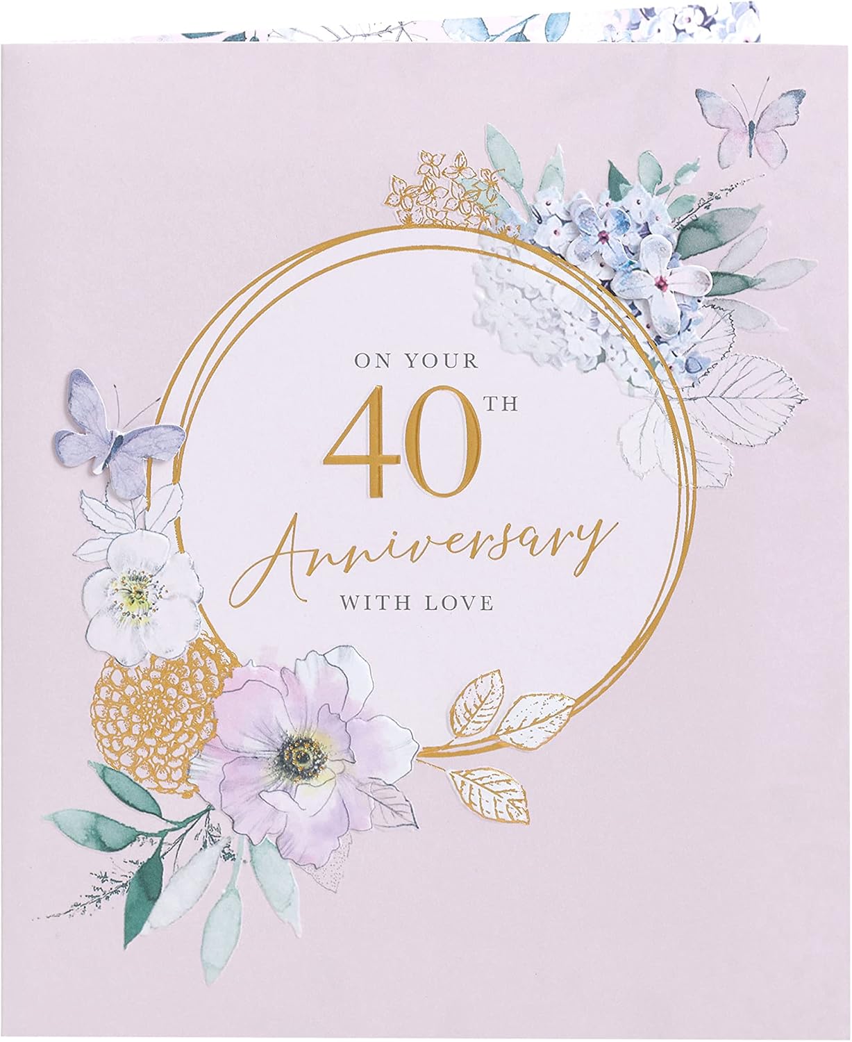 Soft Floral Design 40th Ruby Anniversary Card