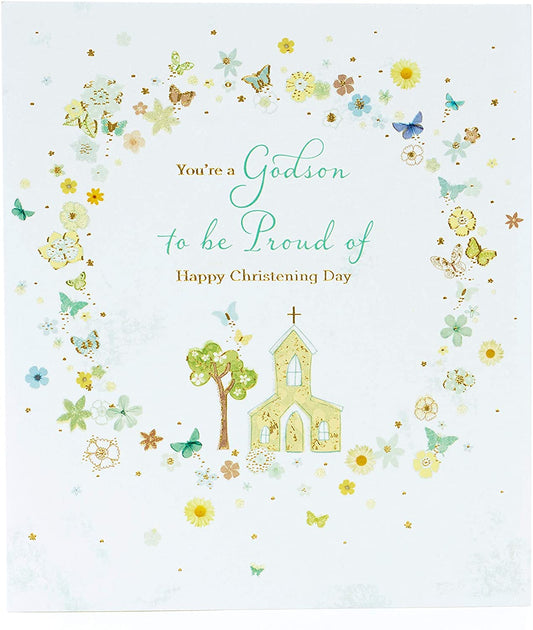 You're Godson To Be Proud Of Christening Day Card