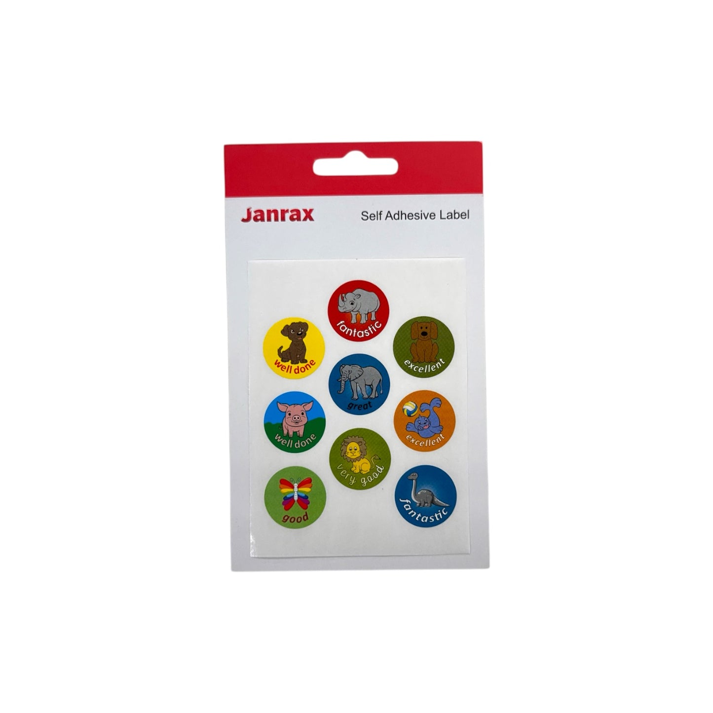 Pack of 27 Motivational Animals 24mm Round Self-Adhesive Labels