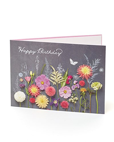 Wildflowers on Black Background Birthday Card 