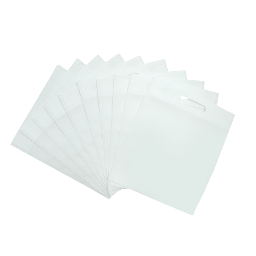 Pack of 100 White Coloured 30x25cm Non-Woven Patch Handle Bags