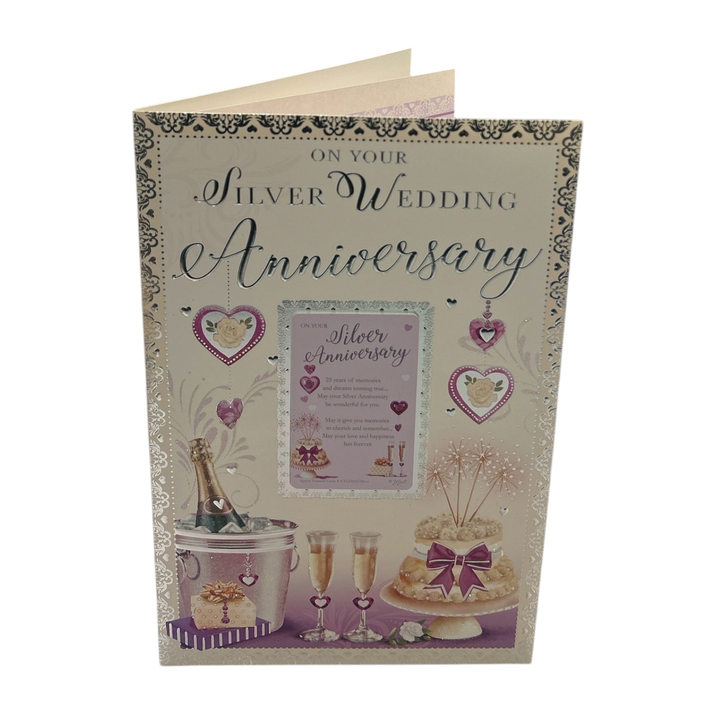 Silver Wedding Keepsake Treasures Traditional Design 40th Anniversary Card