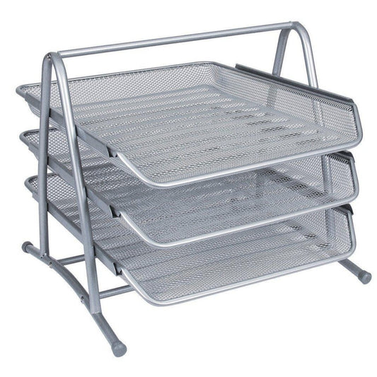 3 Tier Silver Mesh Letter Tray
