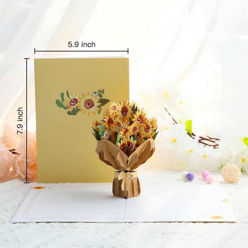 Bouquet of Sunflowers 3D Pop Up Greeting Card - Mother's Day Wedding Anniversary