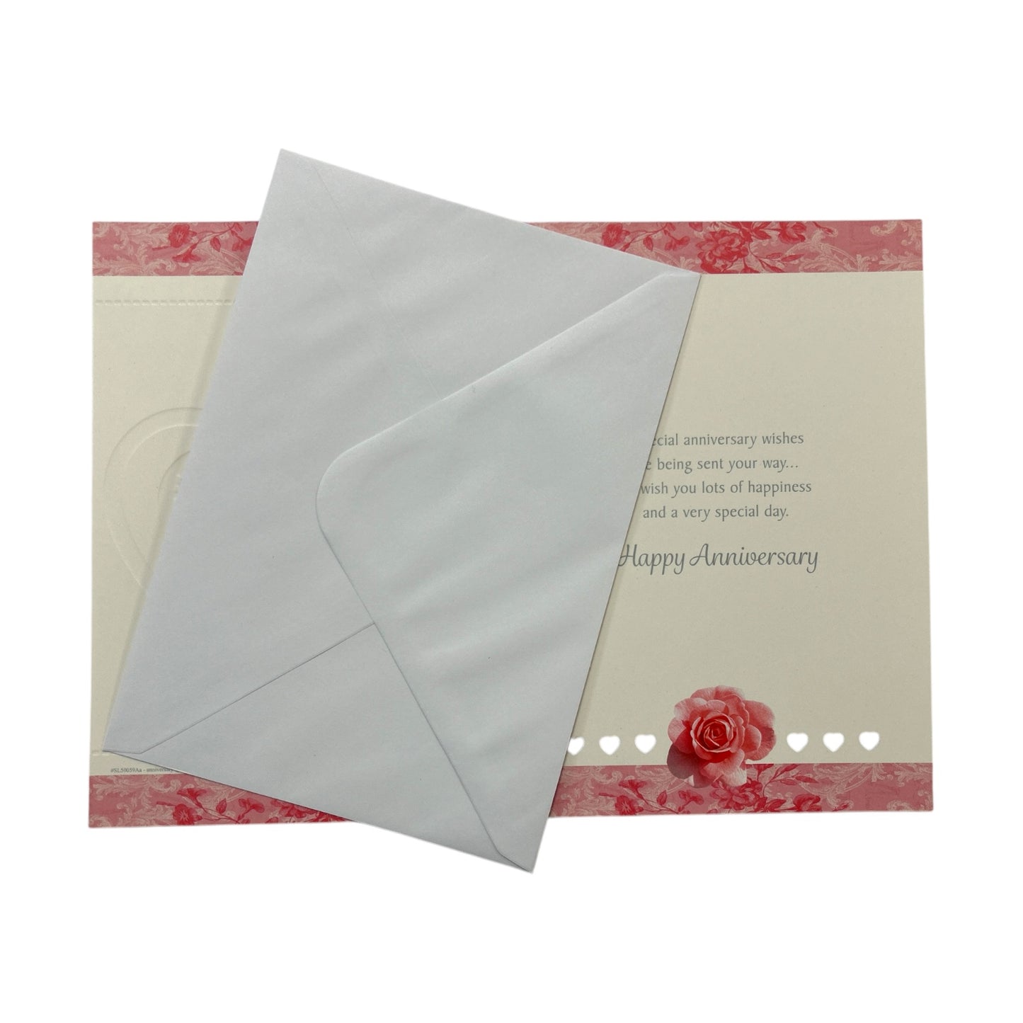 Sister & Brother-In-Law Silver Heart and Pink Rose Design Anniversary Card