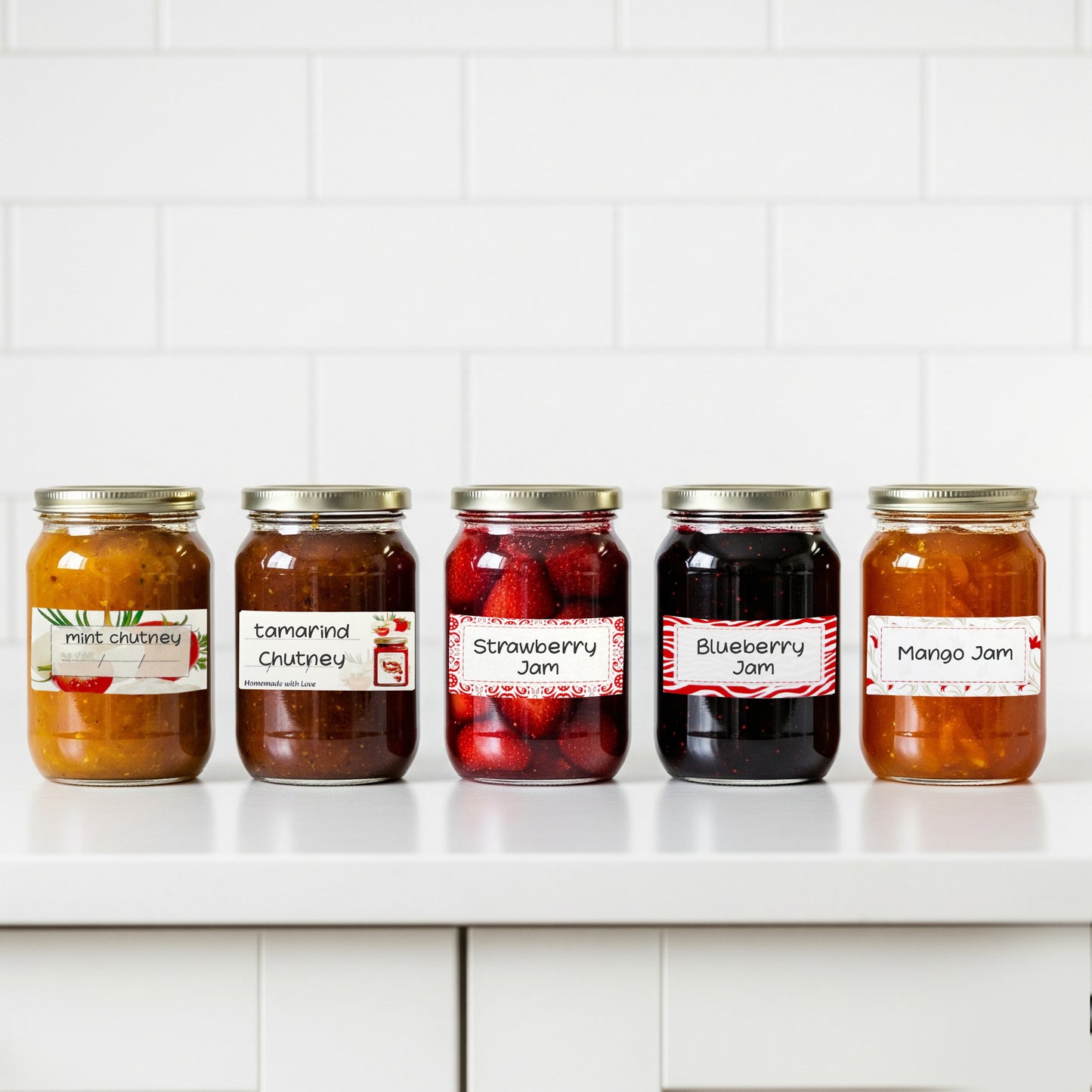 Pack of 72 Chutney Jar Labels 34x75mm