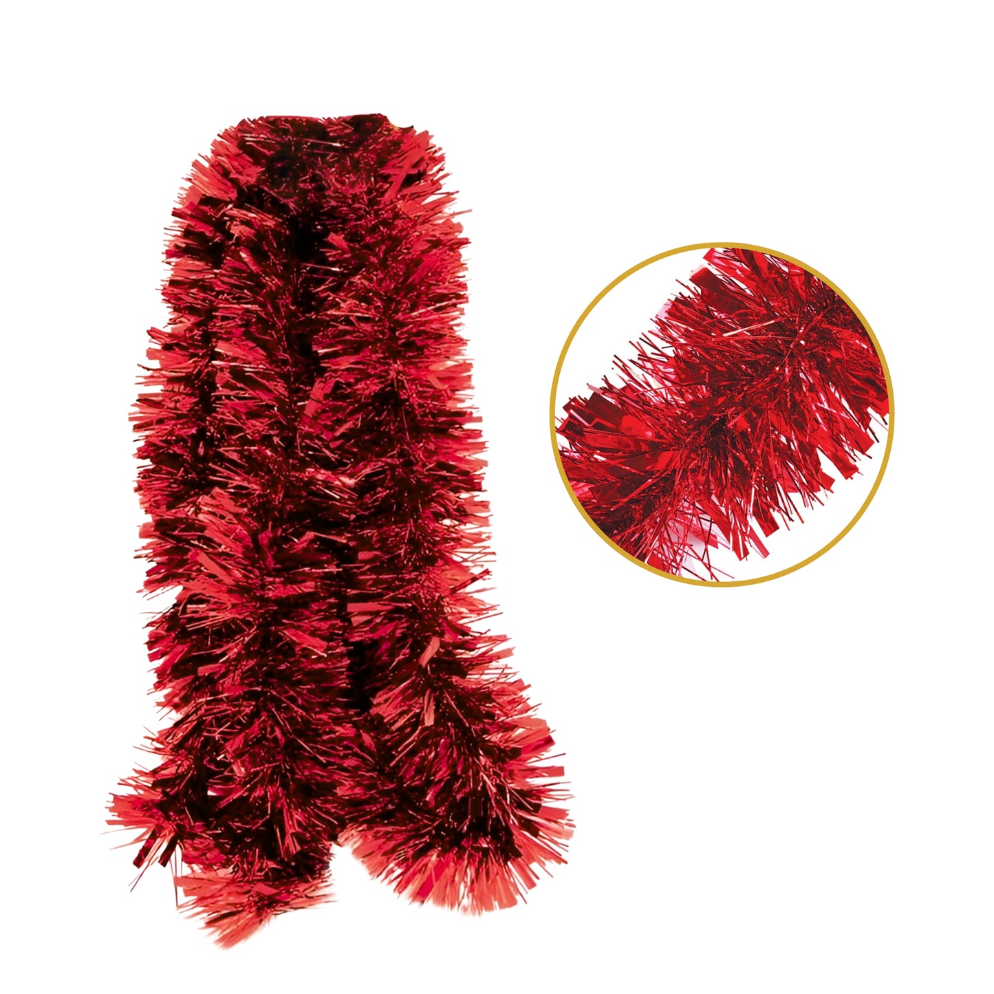 Pack of 6 2m Christmas Chunky Tinsel - Red