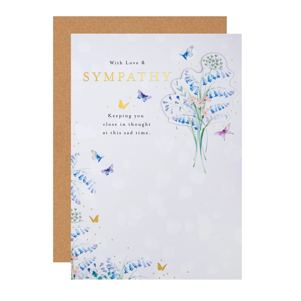 Flowers & Butterflies Design Sympathy Card