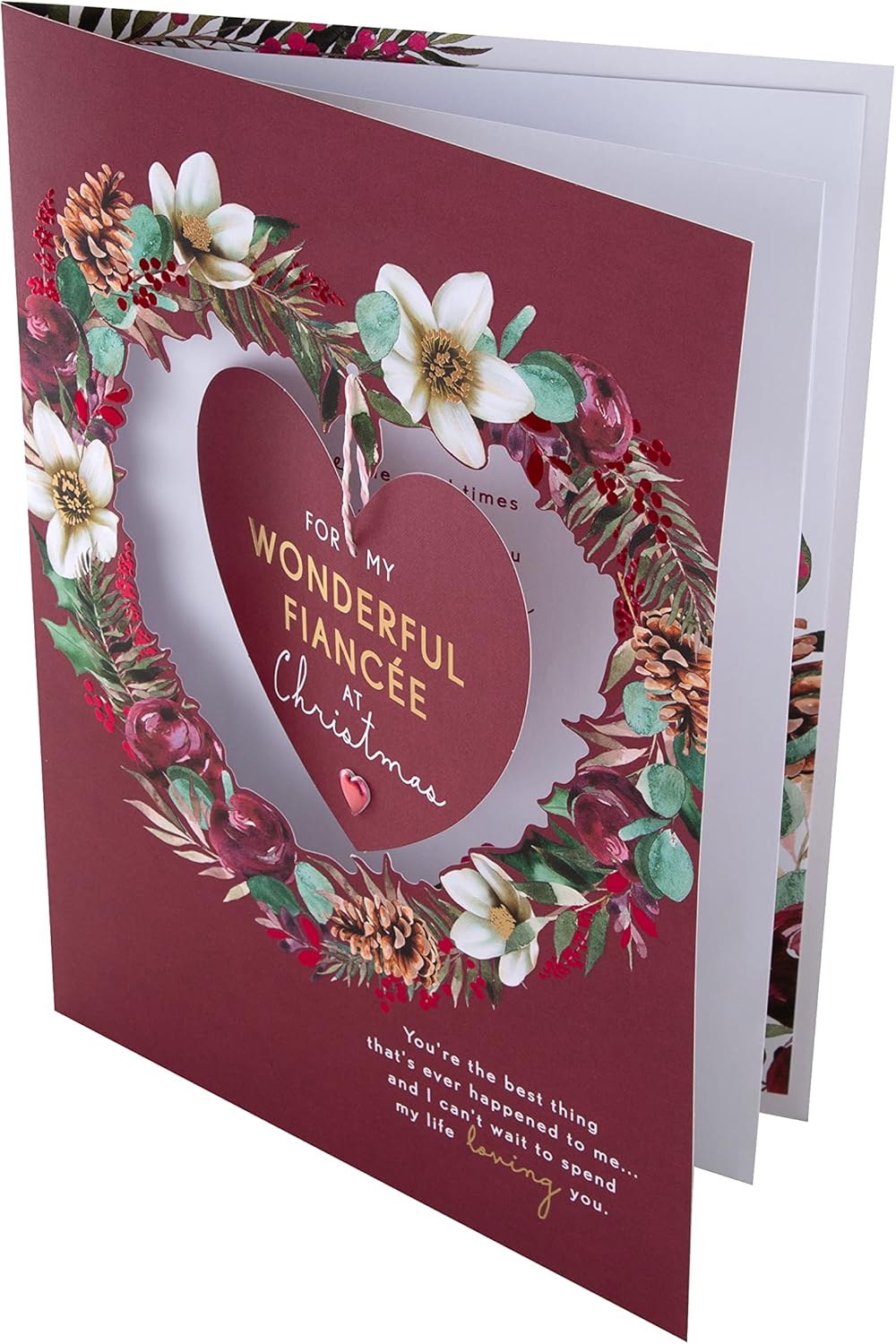 Floral Heart Design Fiancée Boxed Christmas Card