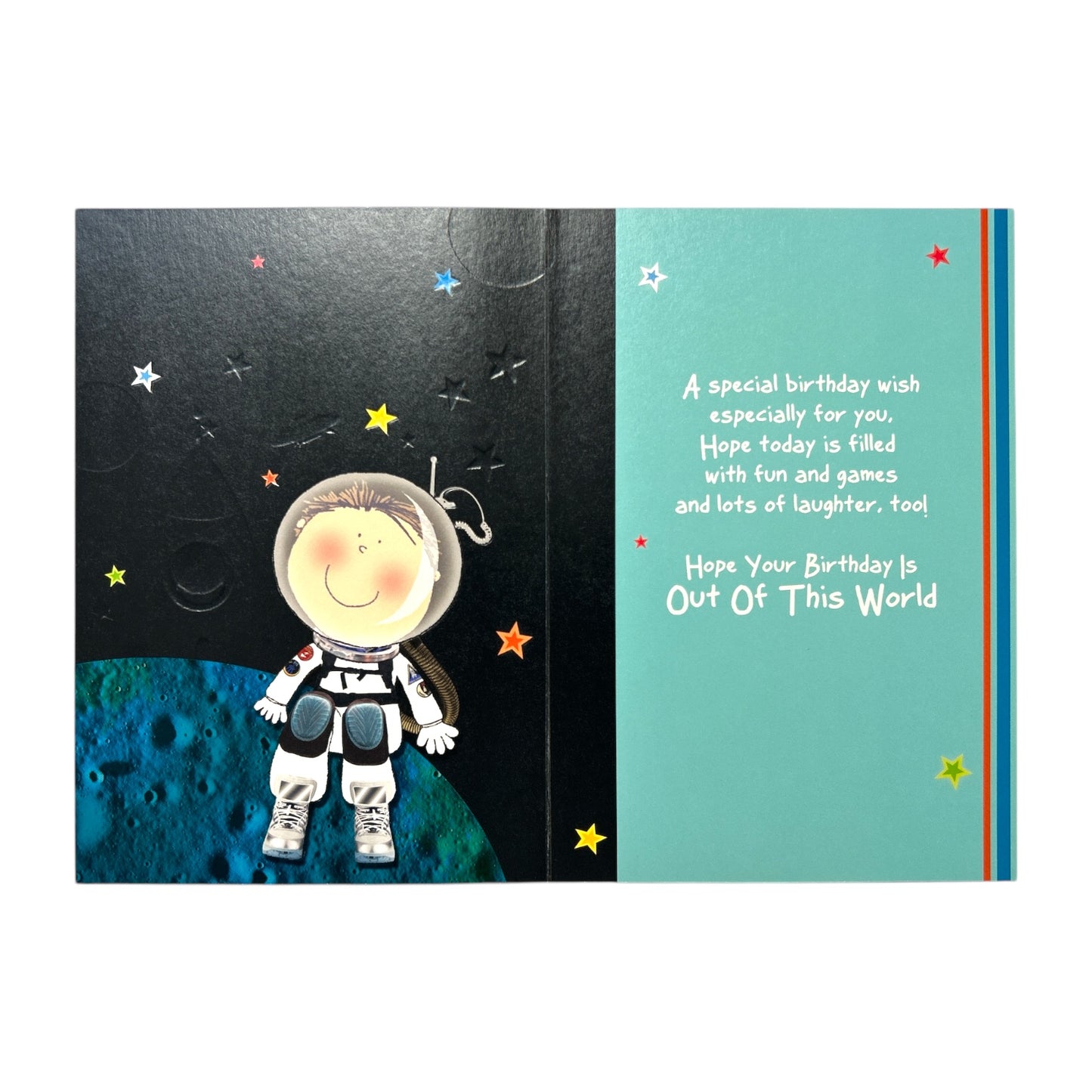Age 5 Male Juvenile Space Scene Birthday Card