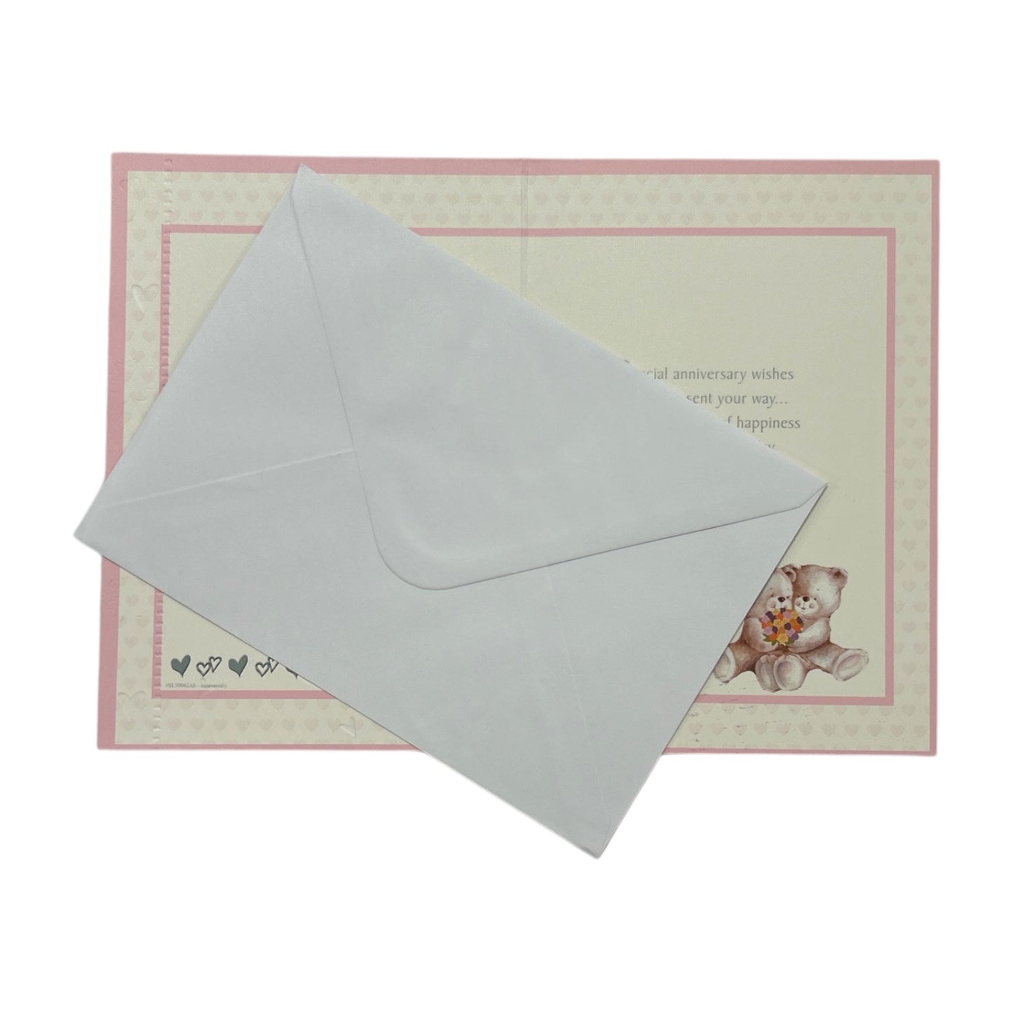 Grandma & Grandad Cute Teddies In Purple Heart Anniversary Card