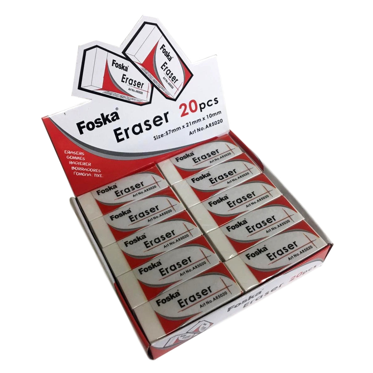 Pack of 20 White Erasers send Janrax PVC